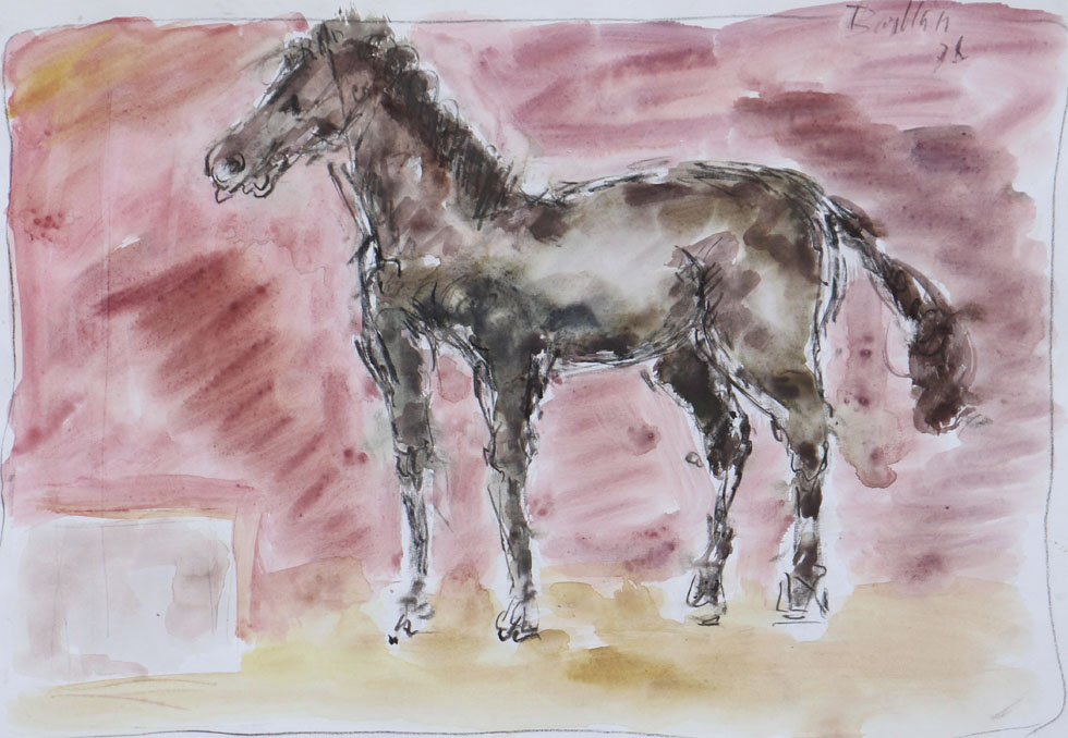 Oscar Barblan, Cavallo, Water-colour on paper, 35 x 50 cm, 1978