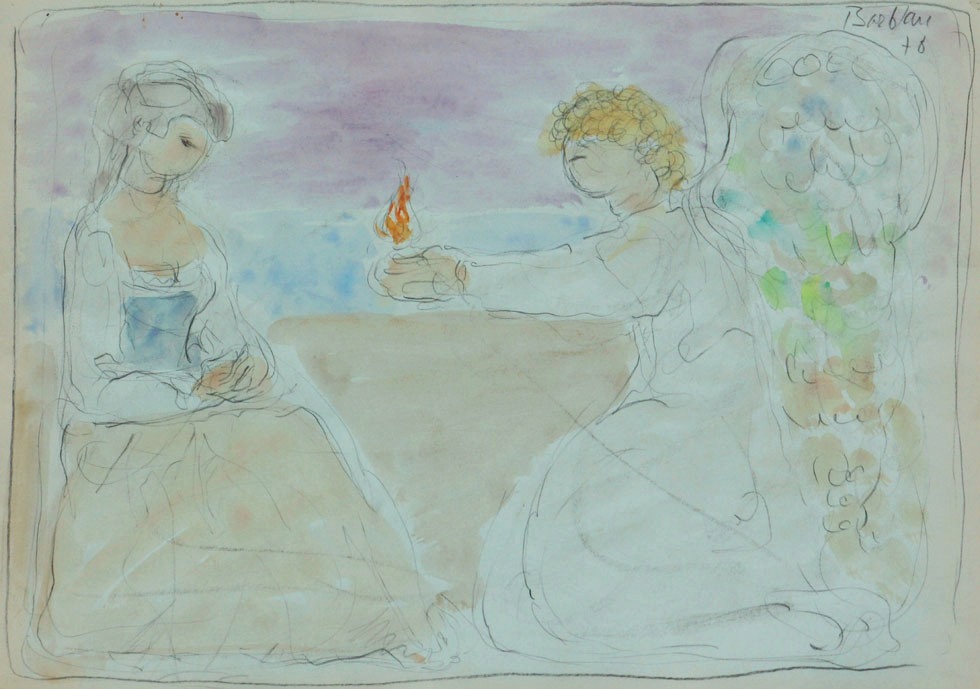 Oscar Barblan, Annunciazione, Water-colour on paper, 35 x 50 cm, 1978