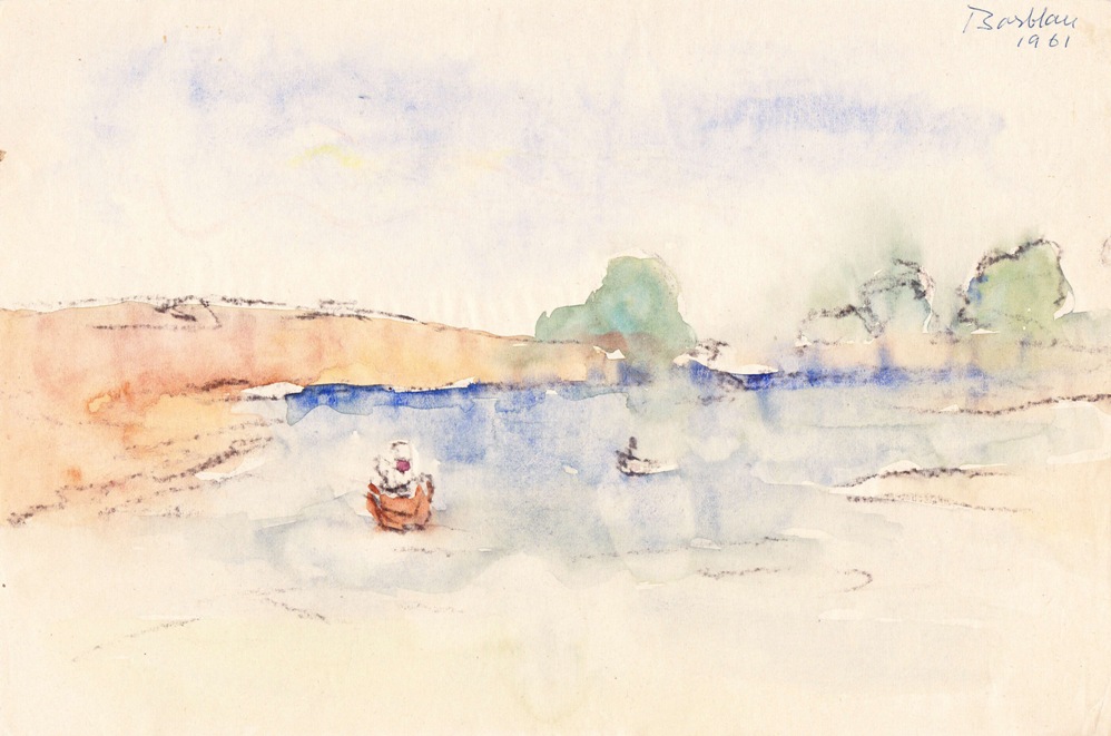 Oscar Barblan, Marina a Torquai, Water-colour on paper, 20 x 29 cm, 1961