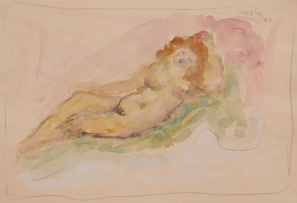Oscar Barblan, Il sogno, Water-colour on paper, 35 x 50 cm, 1978