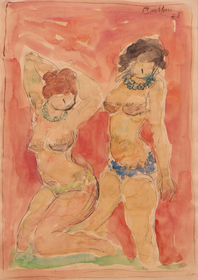Oscar Barblan, Intimità, Water-colour on paper, 50 x 35 cm, 1978