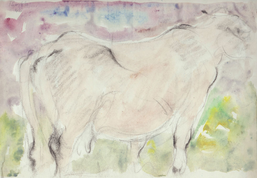 Oscar Barblan, Bove, Water-colour on paper, 21 x 31 cm, 1940