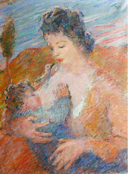 Oscar Barblan, Mother and child, Oil on canvas (Photo), 1935, (Copyright by "artvalue.com")