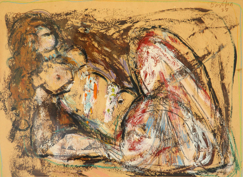 Oscar Barblan, Nudo disteso, Mixed technique on paper, 45 x 61 cm, 1978