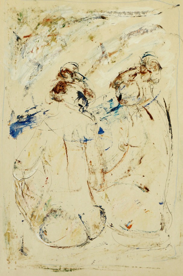 Oscar Barblan, Confidenze, Mixed  technique on paper, 62 x 43 cm, 1982