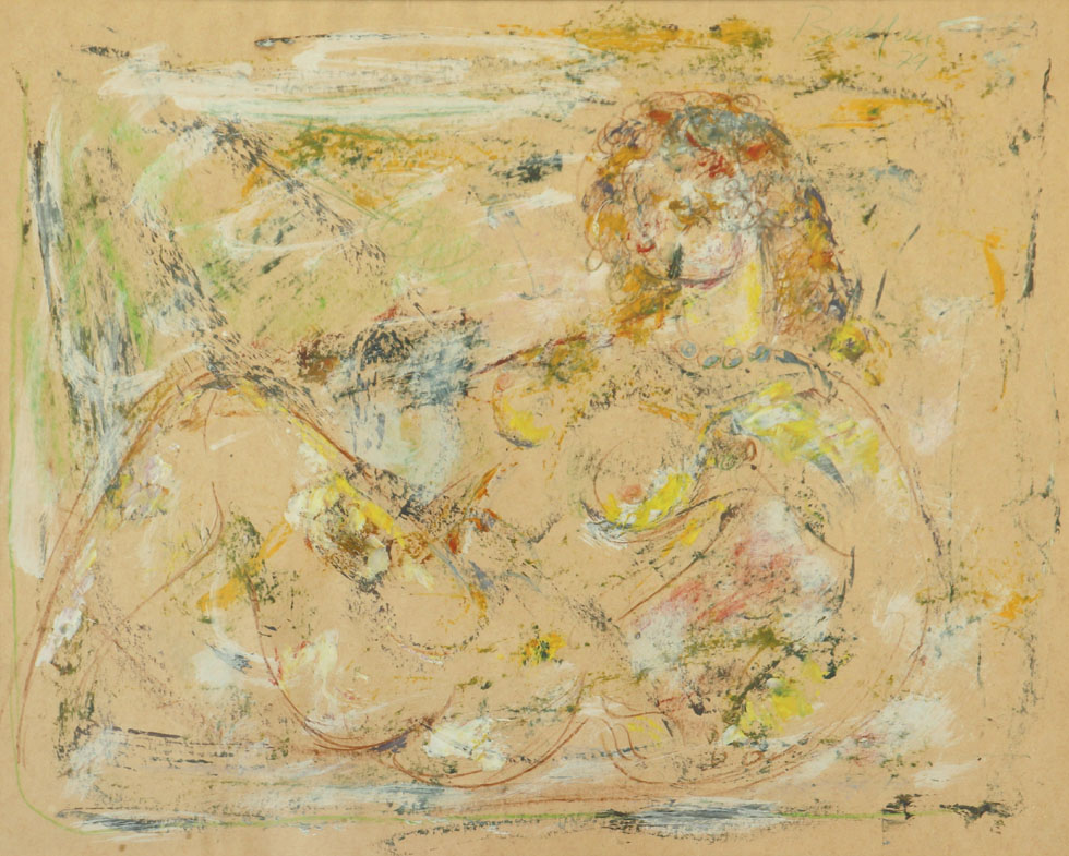 Oscar Barblan, Nudino disteso, Mixed technique on paper, 48 x 59 cm, 1979