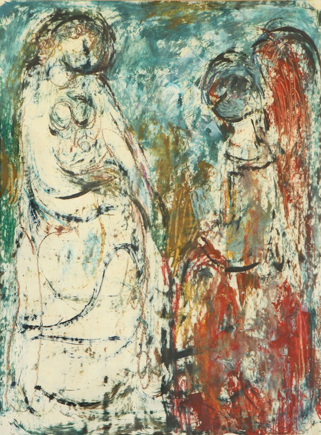 Oscar Barblan, Annunciazione, Mixed technique on paper, 44 x 33 cm, 1979