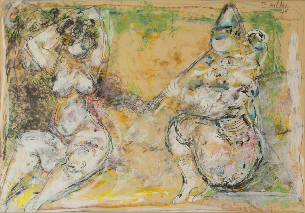 Oscar Barblan, Serenata, Mixed technique on paper, 48 x 68 cm, 1975