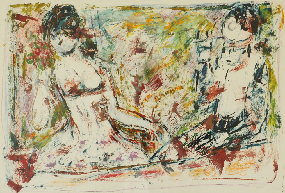 Oscar Barblan, Il monocolo, Mixed technique on paper, 44 x 66 cm, 1977