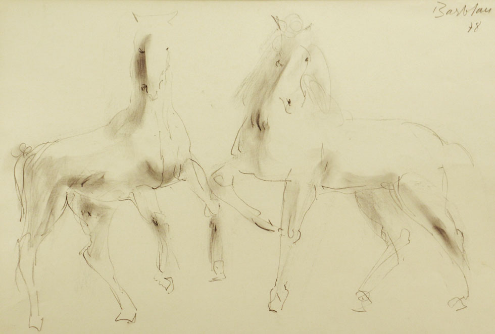 Oscar Barblan, Cavalli, Drawing pencil on paper, 35 x 50 cm, 1978