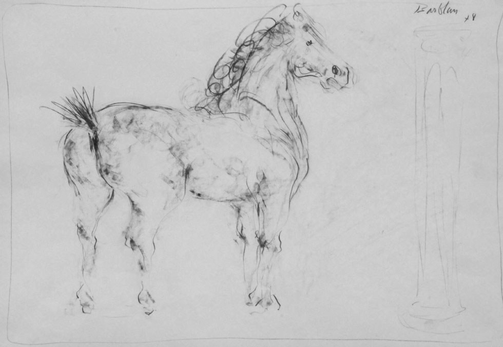 Oscar Barblan, Cavallo, Drawing pencil on paper, 35 x 50 cm, 1978