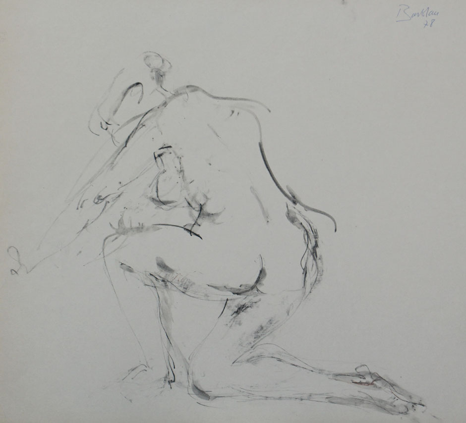 Oscar Barblan, Nudo, Drawing pencil and Water-colour on paper, 48 x 55 cm, 1978