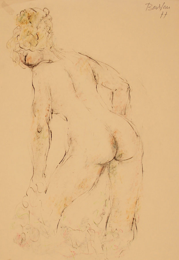 Oscar Barblan, Nudo che si veste, Drawing pencil and Pastel on paper, 66 x 48 cm, 1977
