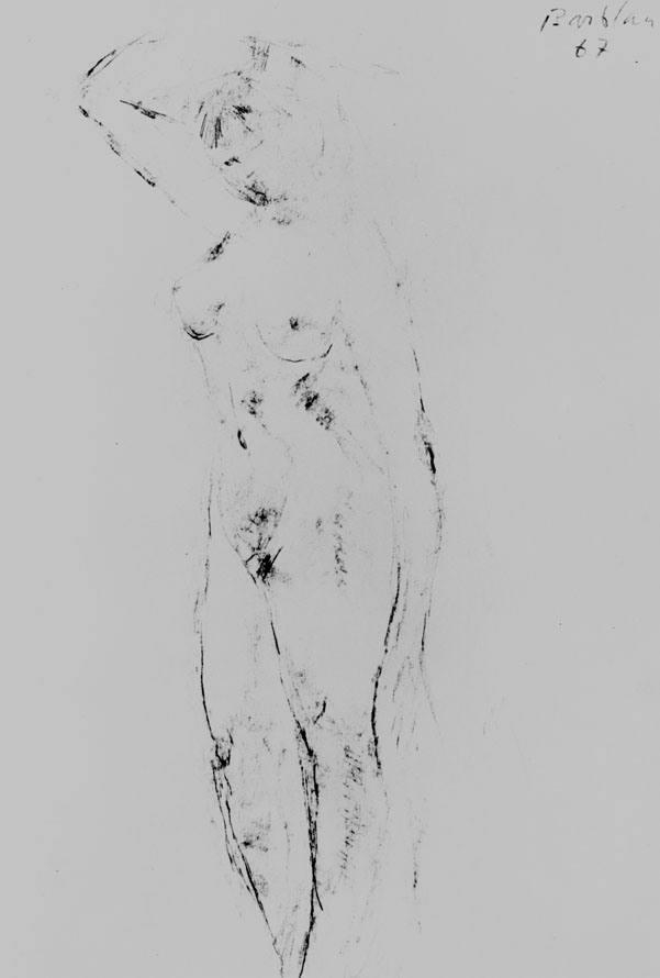 Oscar Barblan, Nudo in piedi, Drawing pencil on paper, 33 x 23 cm, 1967