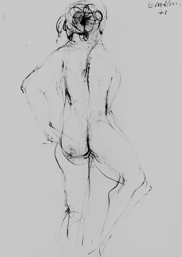 Oscar Barblan, Nudo di dorso,  Drawing pencil on paper, 30 x 21 cm, 1972
